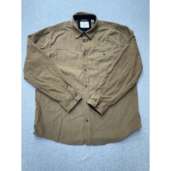 Weatherproof Vintage Shirt Mens XL Brown Corduroy Button Up Long Sleeve Pocket - Picture 1 of 8